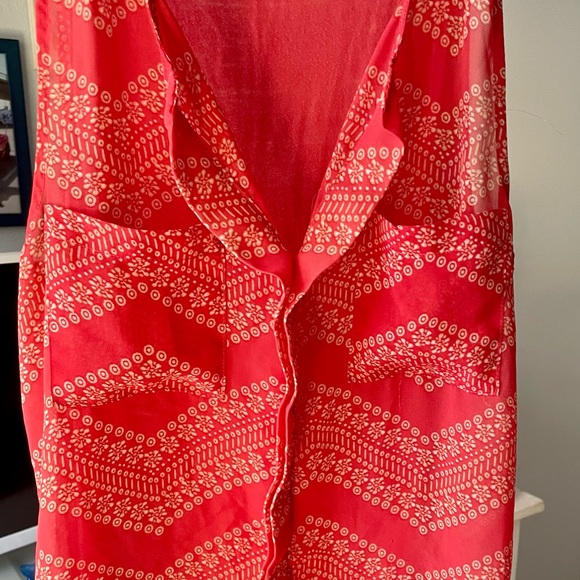 Sleeveless Coral Pink Top w/Sheer Layered Front, Size S - Picture 10 of 16